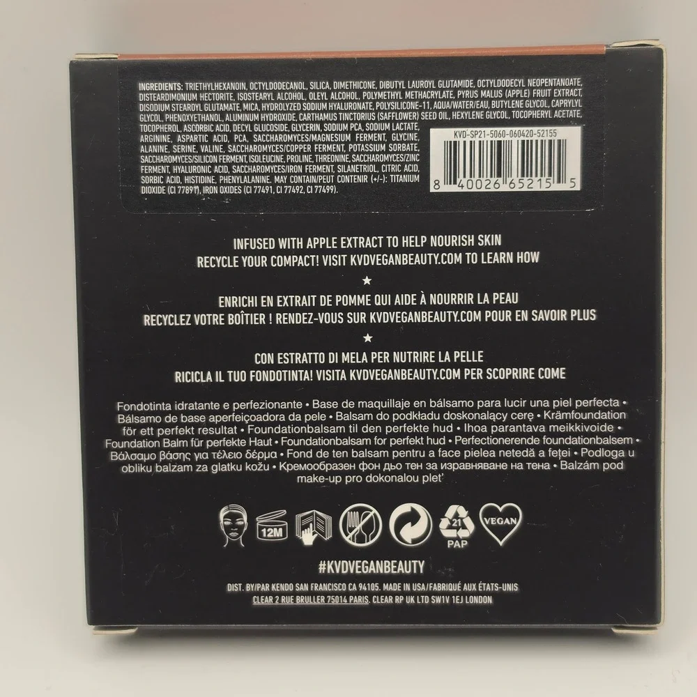 KVD Beauty Good Apple Skin-Perfecting Foundation Balm Deep 080 10g 0.35oz NIB‎